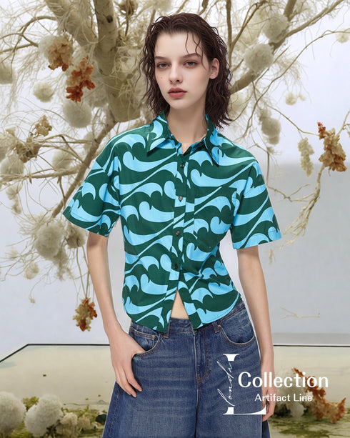 Wave Pattern Short Sleeve Shirt